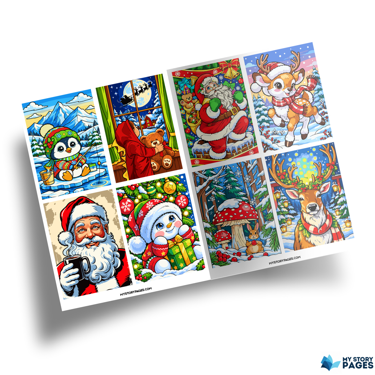 Christmas Mystery Coloring Book PDF | Santa Claus and Reindeer Color by Number | Printable Xmas Coloring Pages | Digital Download