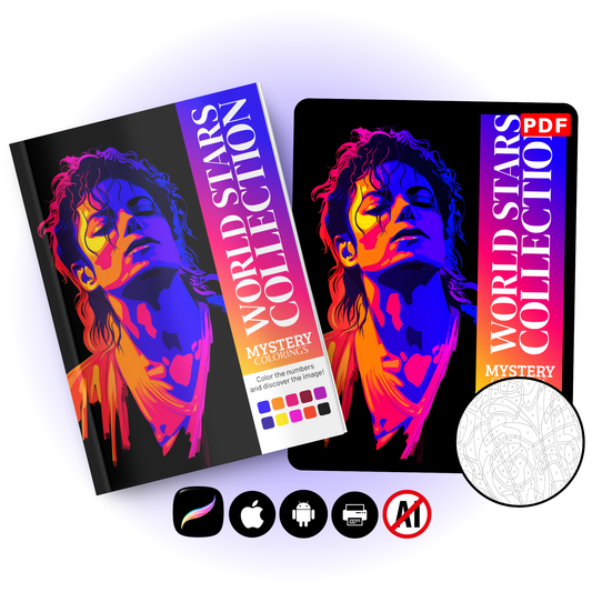 Coloriage Mystère Adulte – World Stars Collection | Portraits d'Icônes en PDF