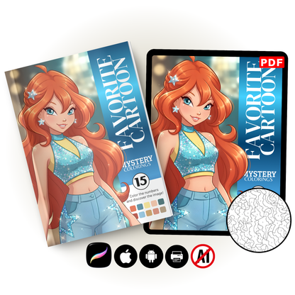 Coloriage Mystère Fille Fantastique Vol. 15 PDF | Coloriage par Numéro | Téléchargement Numérique