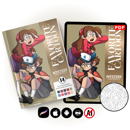 Favorite Cartoon Mystery Coloring Book Vol. 14 PDF | Color by Number | Cartoon Mystery Coloring Pages | Digital Download