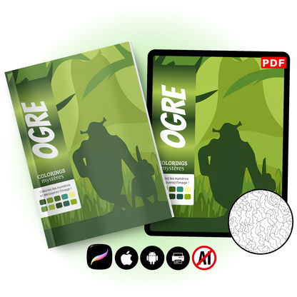 Coloriage Mystère Ogre PDF | Coloriage par Numéros | Livre de Coloriage Fantastique | Téléchargement Numérique