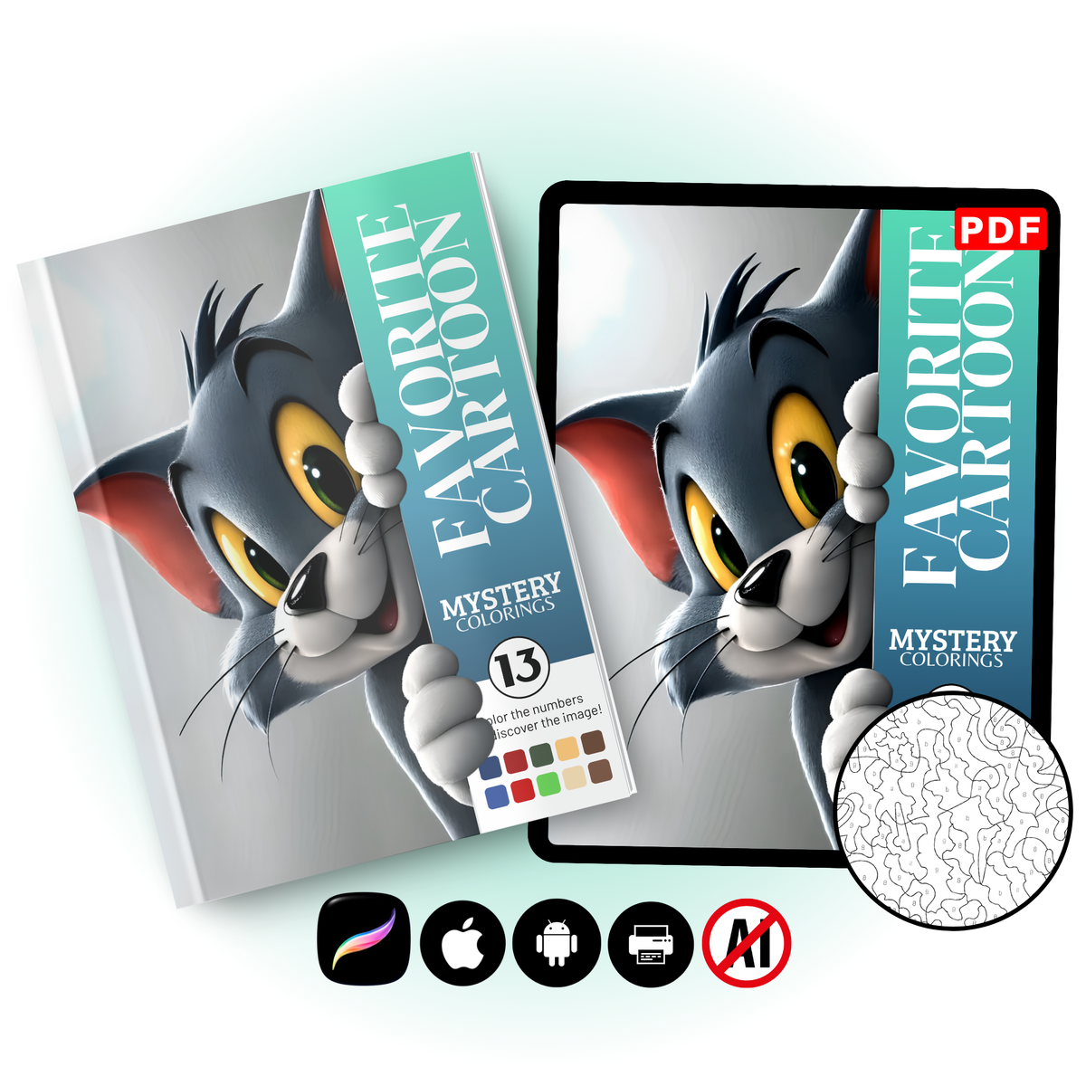 Favorite Anime Mystery Coloring Book PDF – Color by Number | Manga Girl Digital Coloring Pages | Printable Download