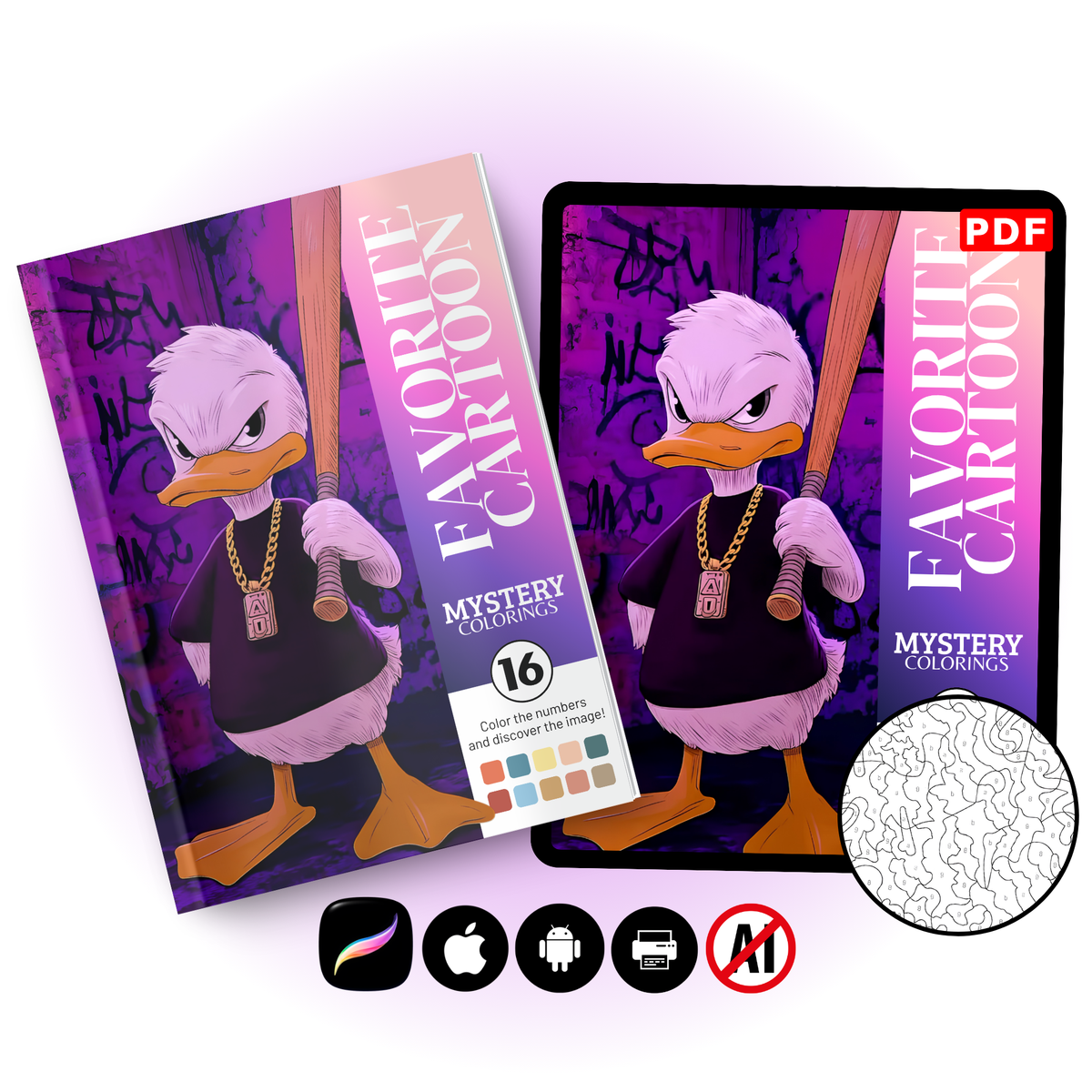 Coloriage Mystère Canard Rebelle Vol. 16 PDF | Coloriage par Numéros | Livre de Coloriage Numérique