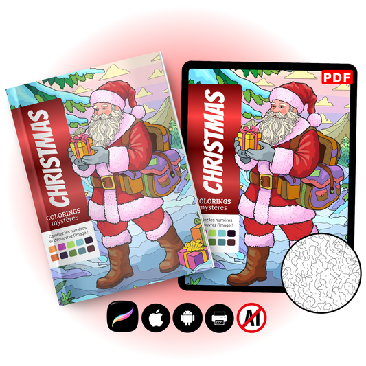 Coloriage Mystère Noël PDF – Color by Number Père Noël | Coloriage de Noël à Imprimer | Téléchargement Numérique
