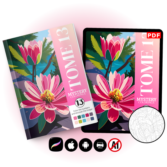 Coloriage Mystère Adulte Tome 13 – Livre de Coloriage Fleurs en PDF
