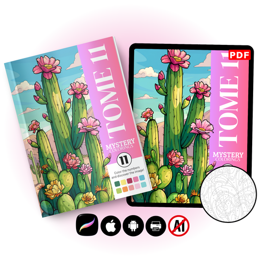 Coloriage Mystère Adulte Tome 11 – Cactus & Désert | Livre de Coloriage PDF