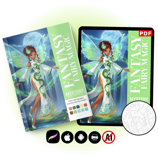 Coloriage Mystère Adulte – Fantasy Fairy Magic | Livre de Coloriage Fées en PDF