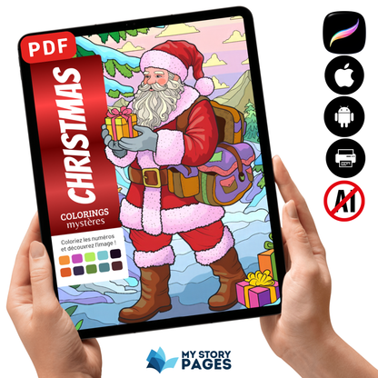 Coloriage Mystère Noël PDF – Color by Number Père Noël | Coloriage de Noël à Imprimer | Téléchargement Numérique