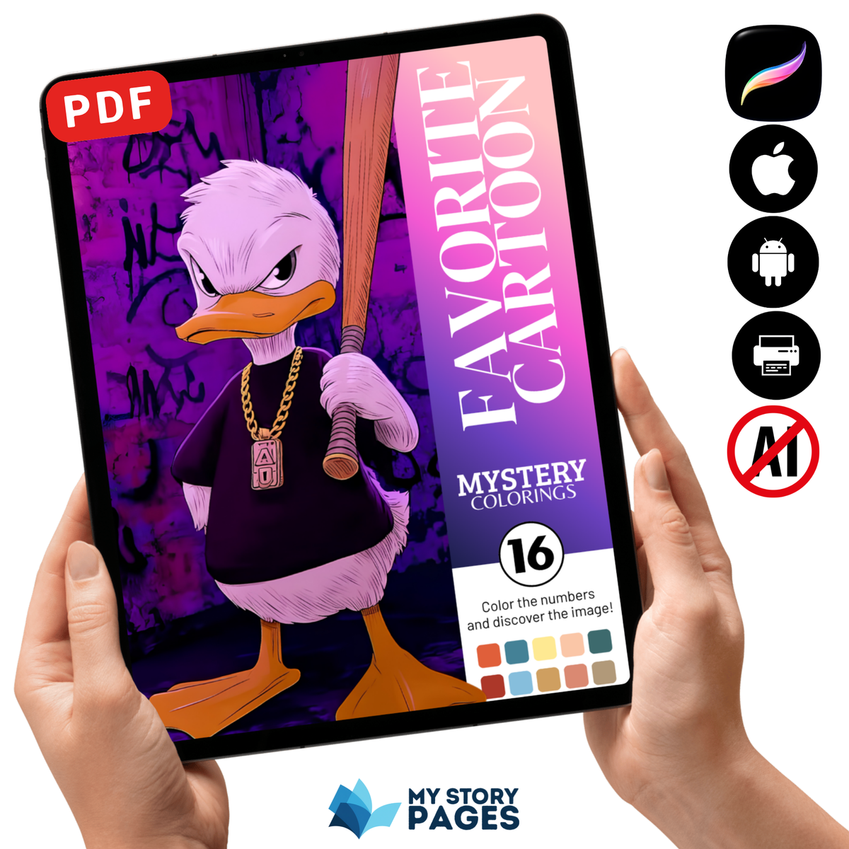 Coloriage Mystère Canard Rebelle Vol. 16 PDF | Coloriage par Numéros | Livre de Coloriage Numérique