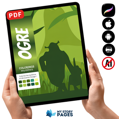 Coloriage Mystère Ogre PDF | Coloriage par Numéros | Livre de Coloriage Fantastique | Téléchargement Numérique