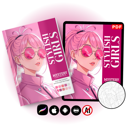 Coloriage Mystère Adulte – Stylish Girls | Filles Manga & Mode en PDF