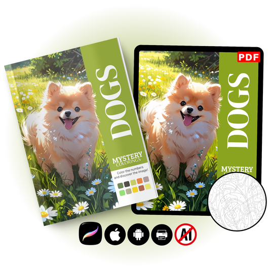 Coloriage Mystère Adulte – Dogs | Livre de Coloriage Chiens en PDF