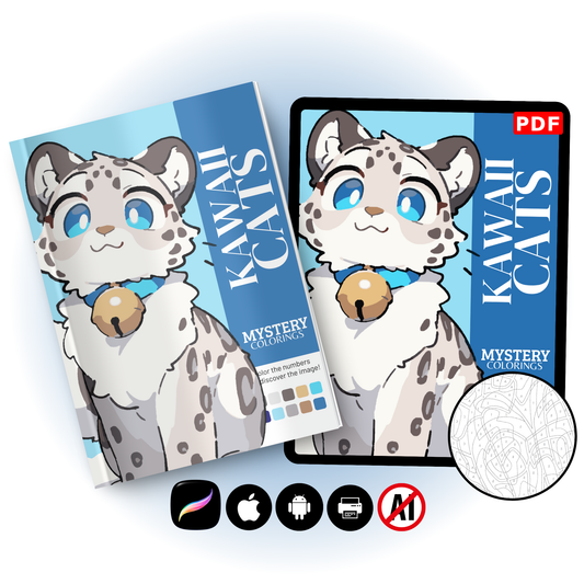 Coloriage Mystère Adulte – Kawaii Cats | Livre de Coloriage Chats en PDF