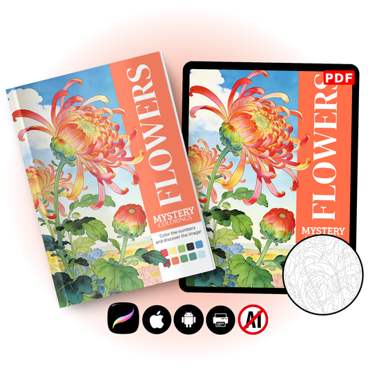Coloriage Mystère Adulte – Flowers | Livre de Coloriage Fleurs en PDF