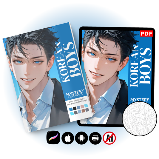 Coloriage Mystère Adulte – Korean Boys | Style Manhwa en PDF
