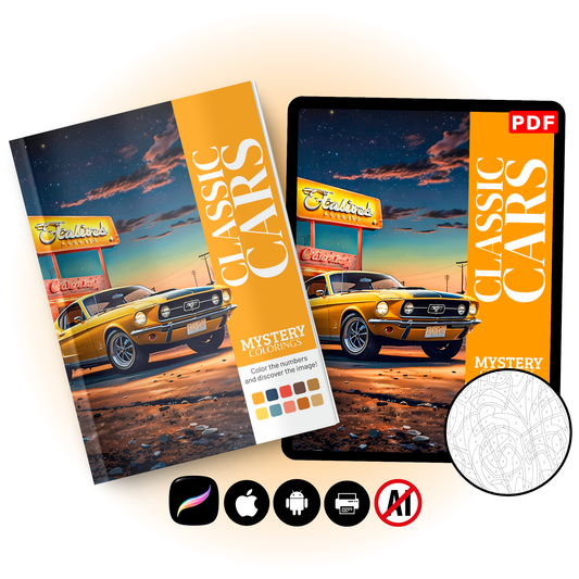 Coloriage Mystère Adulte – Classic Cars | Voitures Anciennes en PDF