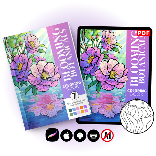 Blooming Botanicals Adult Coloring Book PDF – Floral & Flower Coloring Pages