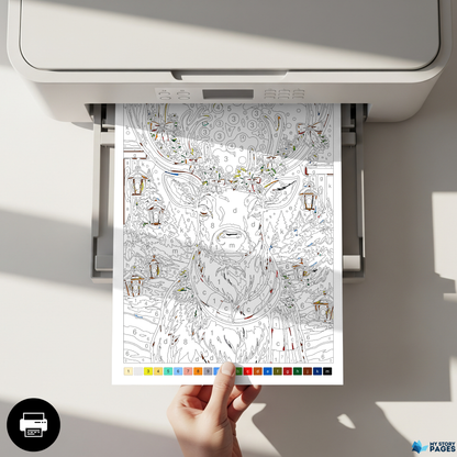 Christmas Mystery Coloring Book PDF | Santa Claus and Reindeer Color by Number | Printable Xmas Coloring Pages | Digital Download