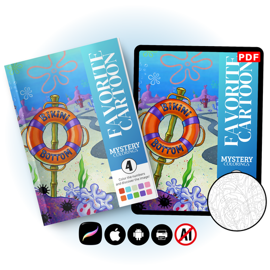 Coloriage Mystère Adulte – Favorite Cartoon Tome 4 | Monde Sous-Marin en PDF