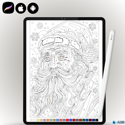 Christmas Mystery Coloring Book PDF | Santa Claus and Reindeer Color by Number | Printable Xmas Coloring Pages | Digital Download