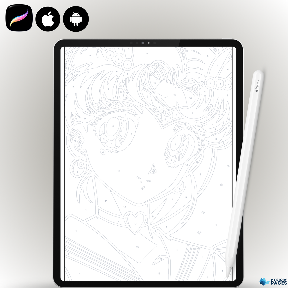 Favorite Anime Mystery Coloring Book PDF – Color by Number | Manga Girl Digital Coloring Pages | Printable Download