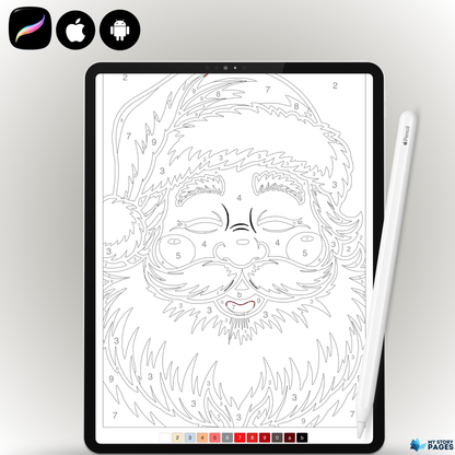Coloriage Mystère Noël PDF – Color by Number Père Noël | Coloriage de Noël à Imprimer | Téléchargement Numérique
