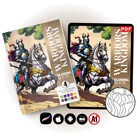 Warriors King Adult Coloring Book PDF – Printable Fantasy Knight Coloring Pages