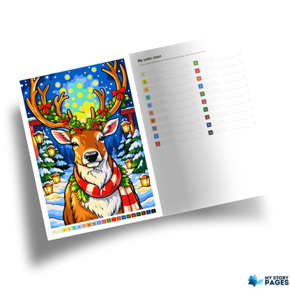 Christmas Mystery Coloring Book PDF | Santa Claus and Reindeer Color by Number | Printable Xmas Coloring Pages | Digital Download