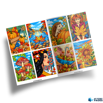 Coloriage Mystère Automne PDF – Color by Number, Épouvantail, Citrouilles et Tournesols | Téléchargement Numérique