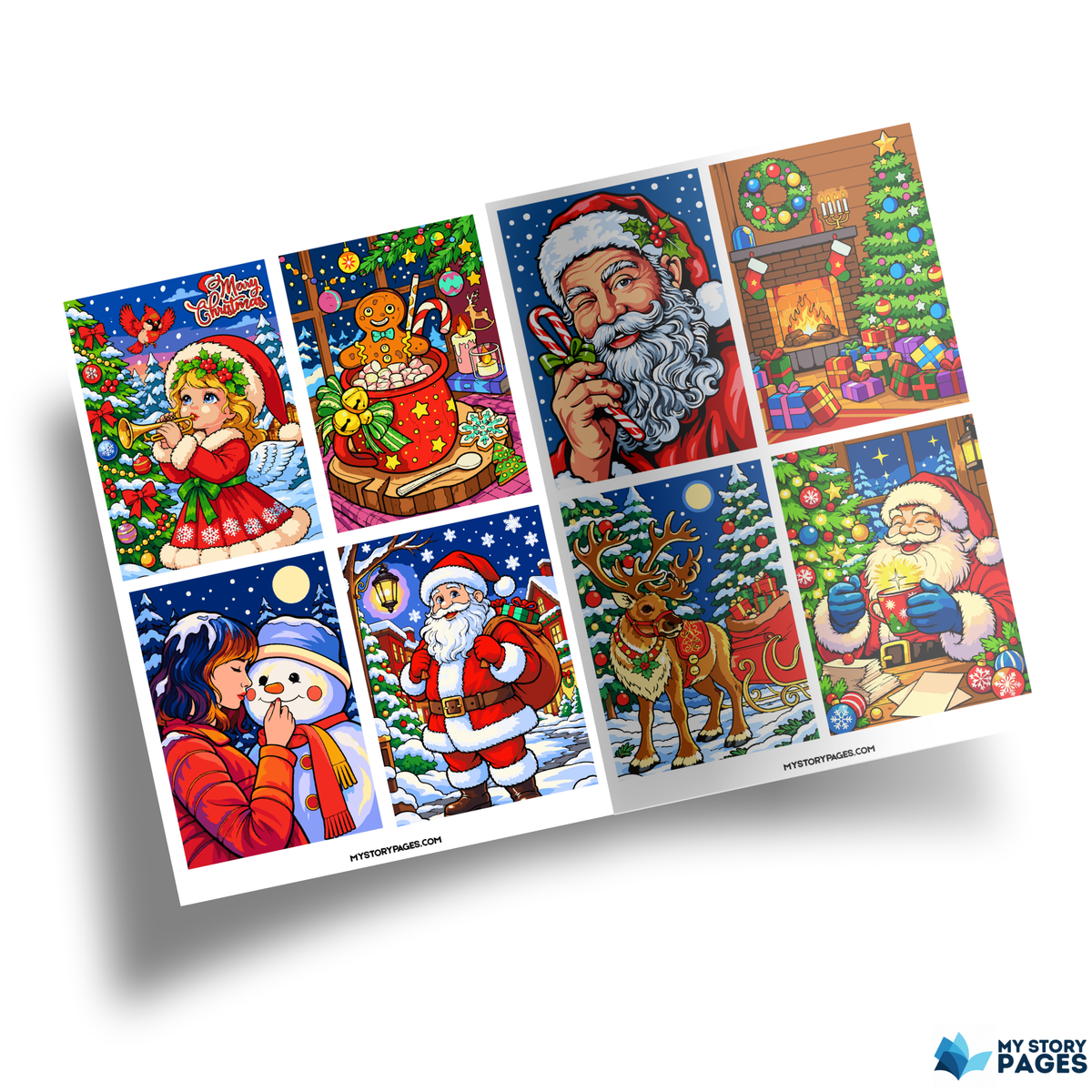 Christmas Mystery Coloring Book PDF | Santa Claus and Reindeer Color by Number | Printable Xmas Coloring Pages | Digital Download