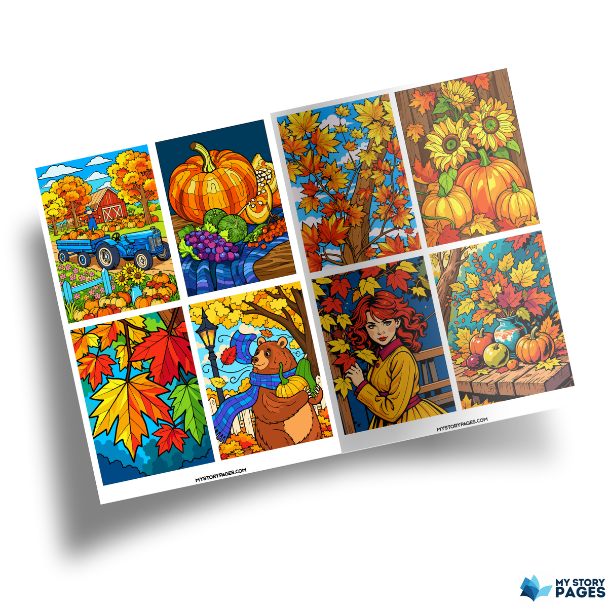 Coloriage Mystère Automne PDF – Color by Number, Épouvantail, Citrouilles et Tournesols | Téléchargement Numérique