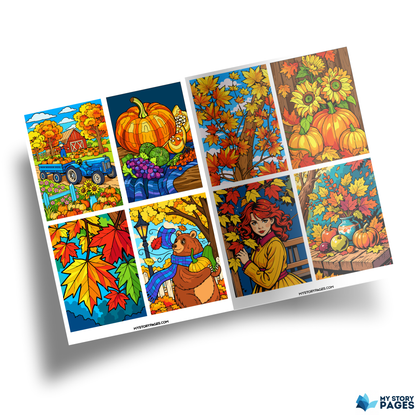 Coloriage Mystère Automne PDF – Color by Number, Épouvantail, Citrouilles et Tournesols | Téléchargement Numérique